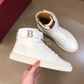 Bally Calf Leather High Top Sneakers For Men White