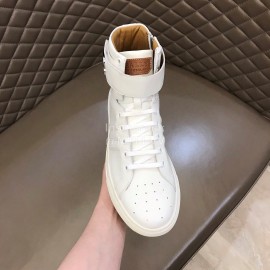 Bally Calf Leather High Top Sneakers For Men White