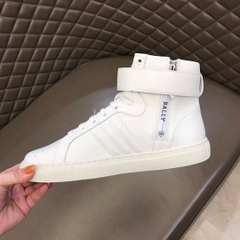 Bally Calf Leather High Top Sneakers For Men White