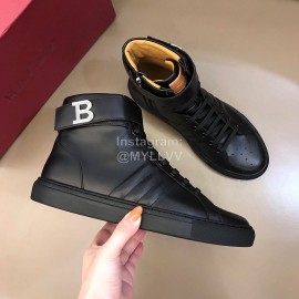 Bally Calf Leather High Top Sneakers For Men Black