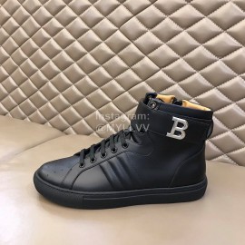 Bally Calf Leather High Top Sneakers For Men Black