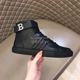Bally Calf Leather High Top Sneakers For Men Black
