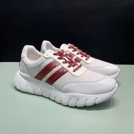 Bally Calf Leather Mesh Sneakers For Men White