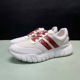 Bally Calf Leather Mesh Sneakers For Men White