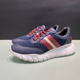 Bally Calf Leather Mesh Sneakers For Men Navy