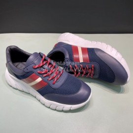 Bally Calf Leather Mesh Sneakers For Men Navy