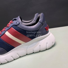 Bally Calf Leather Mesh Sneakers For Men Navy