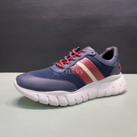 Bally Calf Leather Mesh Sneakers For Men Navy