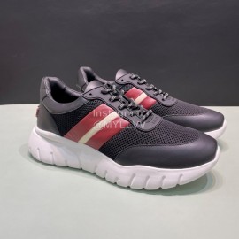 Bally Calf Leather Mesh Sneakers For Men Black