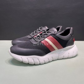 Bally Calf Leather Mesh Sneakers For Men Black