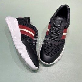 Bally Calf Leather Mesh Sneakers For Men Black