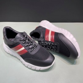 Bally Calf Leather Mesh Sneakers For Men Black