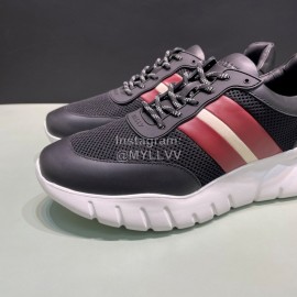 Bally Calf Leather Mesh Sneakers For Men Black