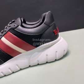 Bally Calf Leather Mesh Sneakers For Men Black