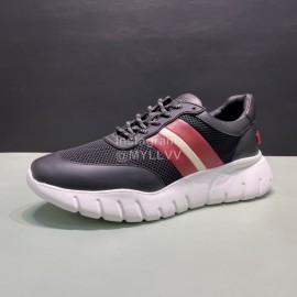 Bally Calf Leather Mesh Sneakers For Men Black
