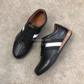 Bally Spring Summer Black Calf Leather Casual Sneakers For Men 