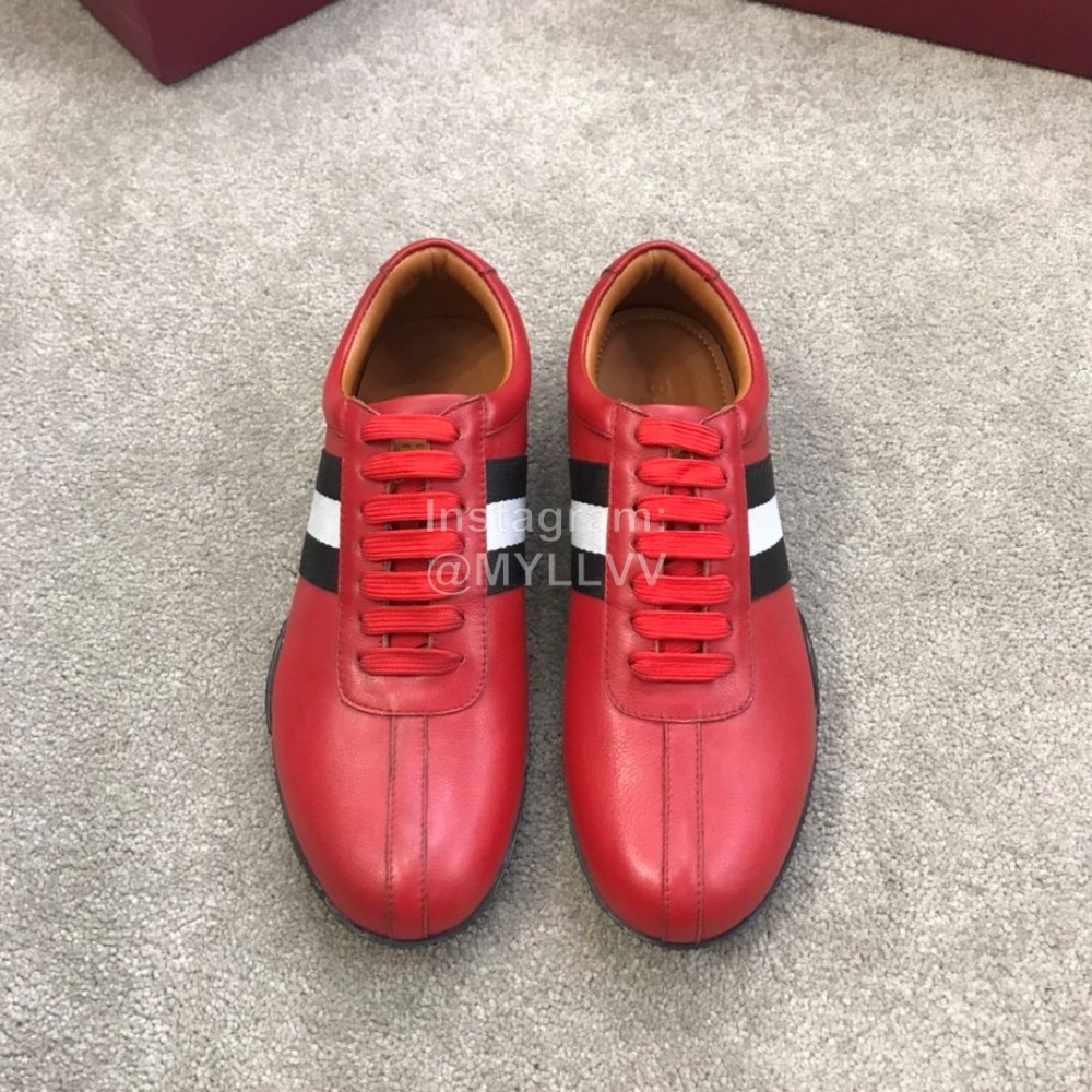 Bally Spring Summer Calf Leather Casual Sneakers For Men Red