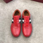 Bally Spring Summer Calf Leather Casual Sneakers For Men Red