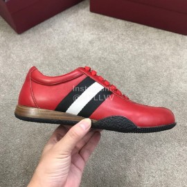 Bally Spring Summer Calf Leather Casual Sneakers For Men Red