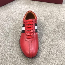 Bally Spring Summer Calf Leather Casual Sneakers For Men Red