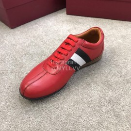 Bally Spring Summer Calf Leather Casual Sneakers For Men Red