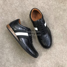 Bally Spring Summer Calf Leather Casual Sneakers Black For Men 