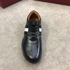 Bally Spring Summer Calf Leather Casual Sneakers Black For Men 