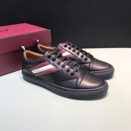 Bally Stripe Calf Leather Casual Sneakers Black For Men 