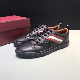 Bally Stripe Calf Leather Casual Sneakers Black For Men 