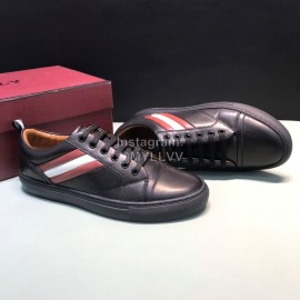 Bally Stripe Calf Leather Casual Sneakers Black For Men 