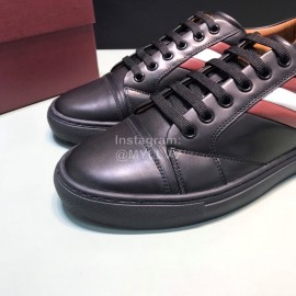Bally Stripe Calf Leather Casual Sneakers Black For Men 