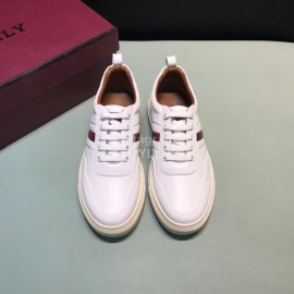 Bally Stripe Classic Calf Leather Casual Sneakers For Men White