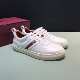 Bally Stripe Classic Calf Leather Casual Sneakers For Men White