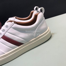 Bally Stripe Classic Calf Leather Casual Sneakers For Men White