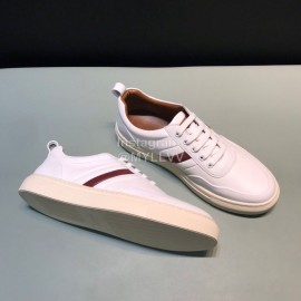 Bally Stripe Classic Calf Leather Casual Sneakers For Men White