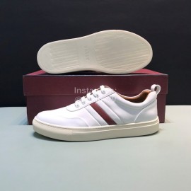 Bally Stripe Classic Calf Leather Casual Sneakers For Men White