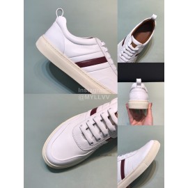 Bally Stripe Classic Calf Leather Casual Sneakers For Men White
