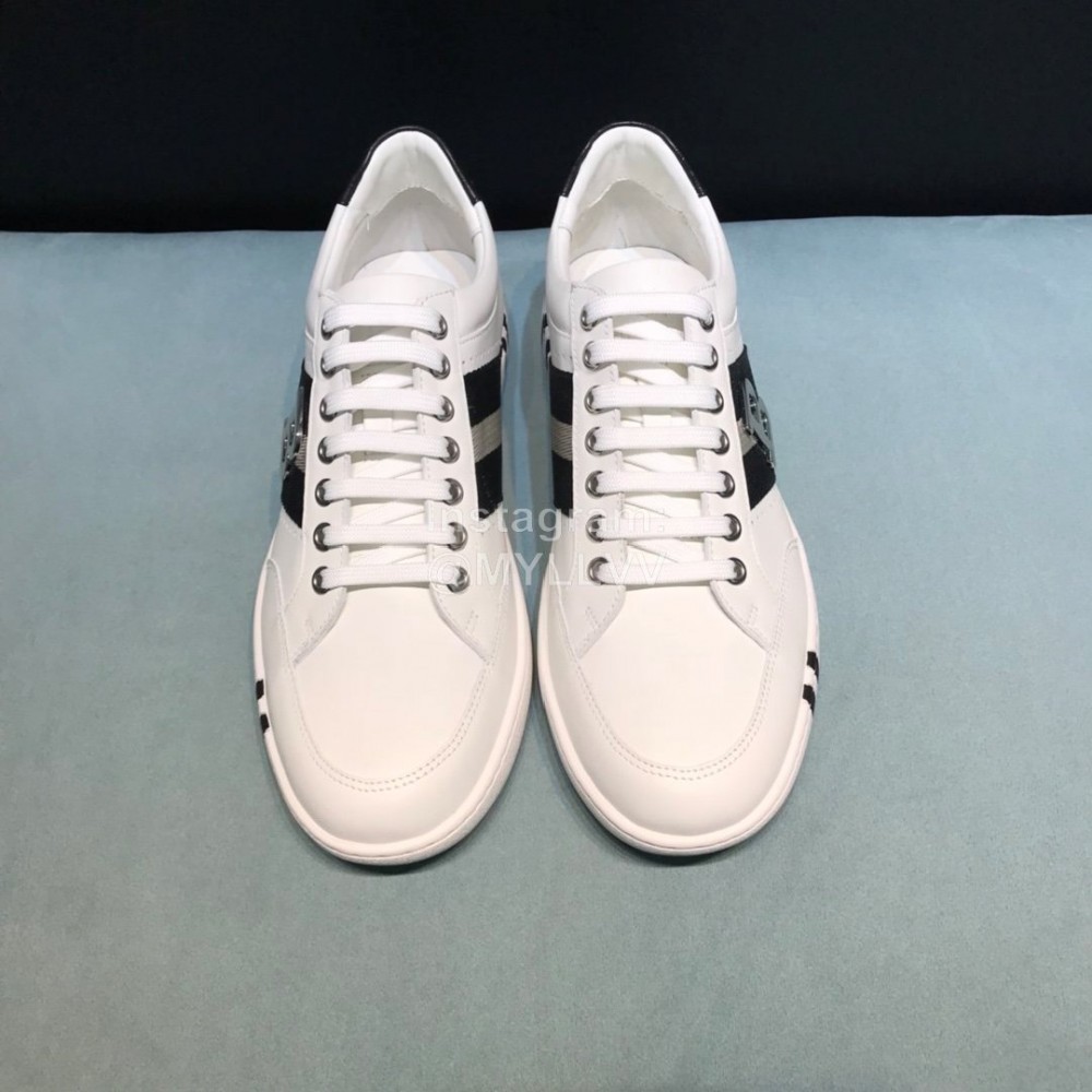 Bally Stripe Classic Calf Leather Casual Sneakers White For Men 