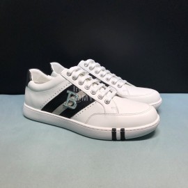 Bally Stripe Classic Calf Leather Casual Sneakers White For Men 