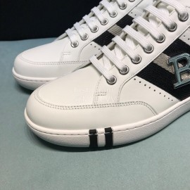 Bally Stripe Classic Calf Leather Casual Sneakers White For Men 