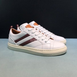 Bally Stripe Classic Calfskin Casual Sneakers For Men White