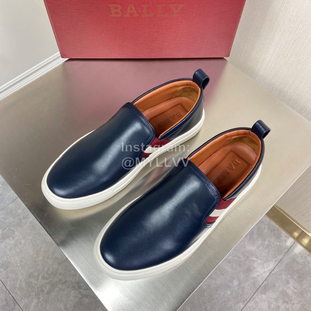 Bally Calf Leather Casual Shoes For Men Navy
