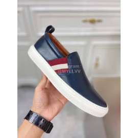 Bally Calf Leather Casual Shoes For Men Navy