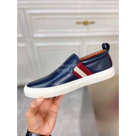 Bally Calf Leather Casual Shoes For Men Navy