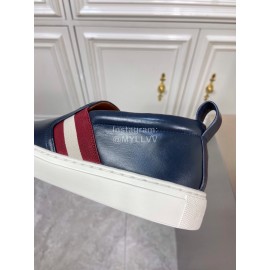 Bally Calf Leather Casual Shoes For Men Navy