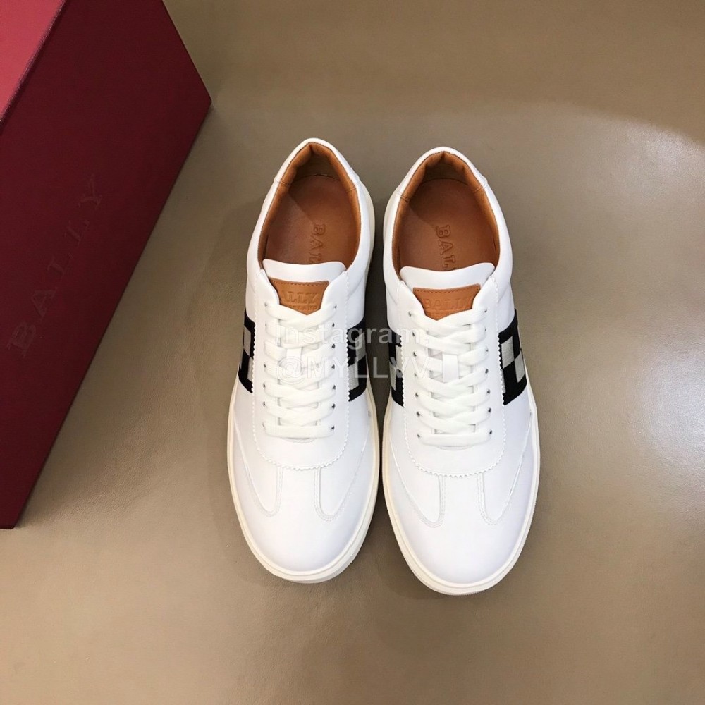 Bally Fashion Plaid Calfskin Casual Sneakers For Men White