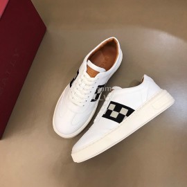Bally Fashion Plaid Calfskin Casual Sneakers For Men White