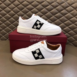 Bally Fashion Plaid Calfskin Casual Sneakers For Men White