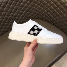 Bally Fashion Plaid Calfskin Casual Sneakers For Men White