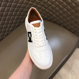 Bally Fashion Plaid Calfskin Casual Sneakers For Men White